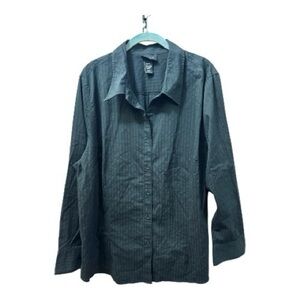 LANE BRYANT Black Button Front Business Casual Blouse Size 22/24 Full Figure